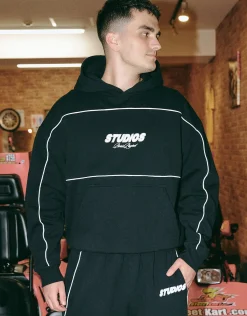 Studios Oversized Cropped Hoodie in Shadow Blue