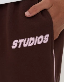 Studios Wide Track Pants in Bitter Brown