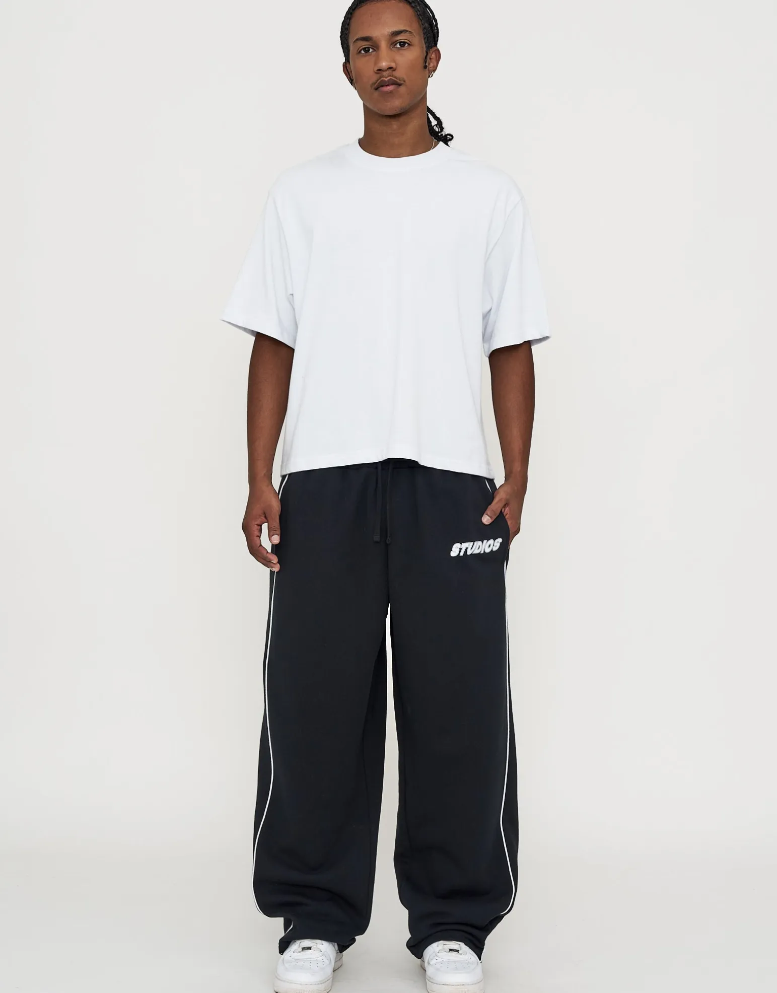 Studios Wide Track Pants in Black