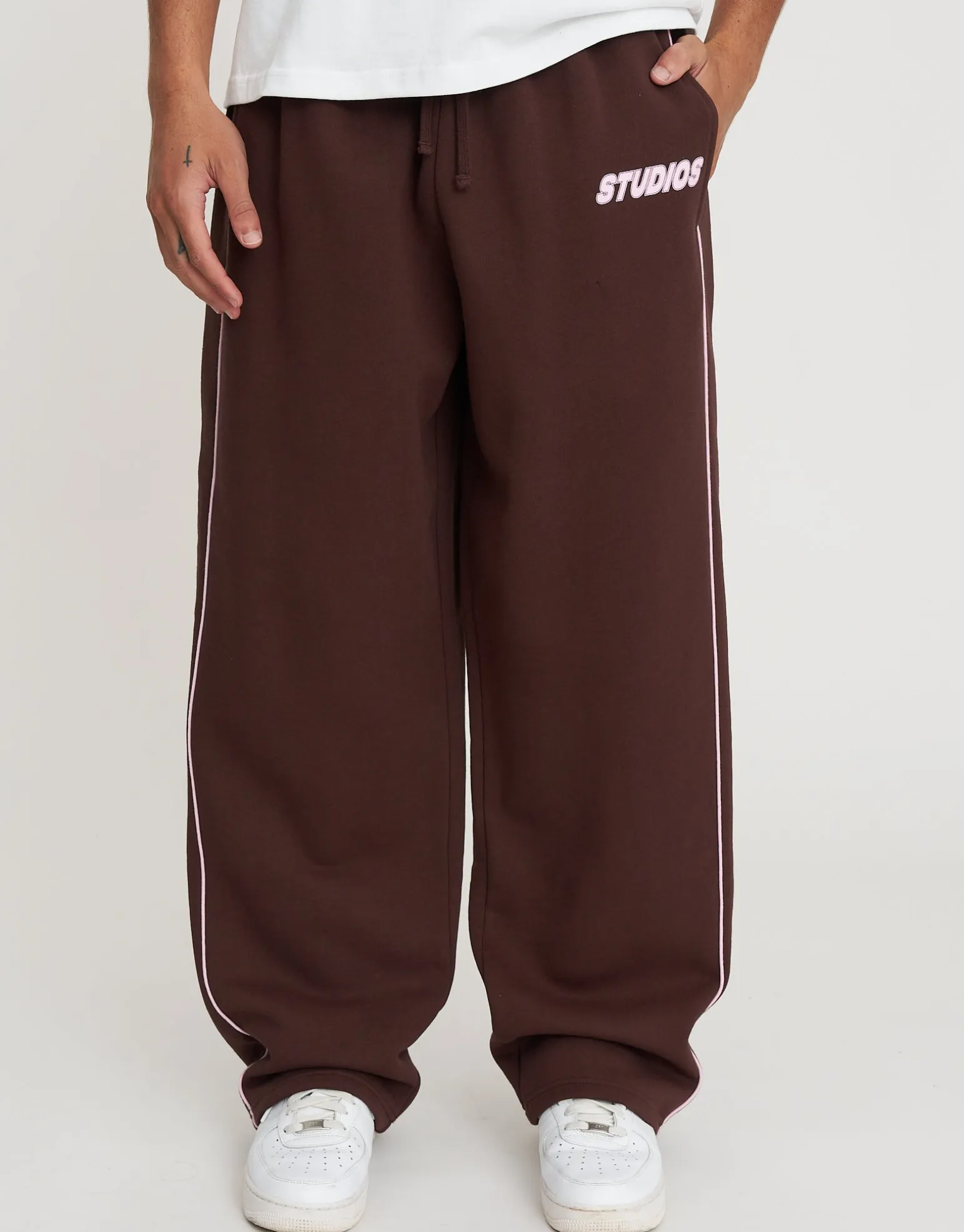 Studios Wide Track Pants in Black