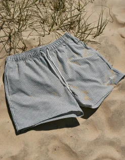 Summer Club Striped Swim Shorts in Pewter Grey