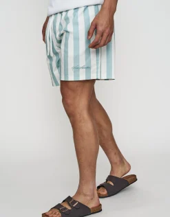Summer Club Striped Swim Shorts in Pewter Grey