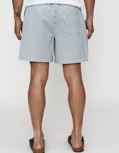 Summer Club Striped Swim Shorts in Pewter Grey