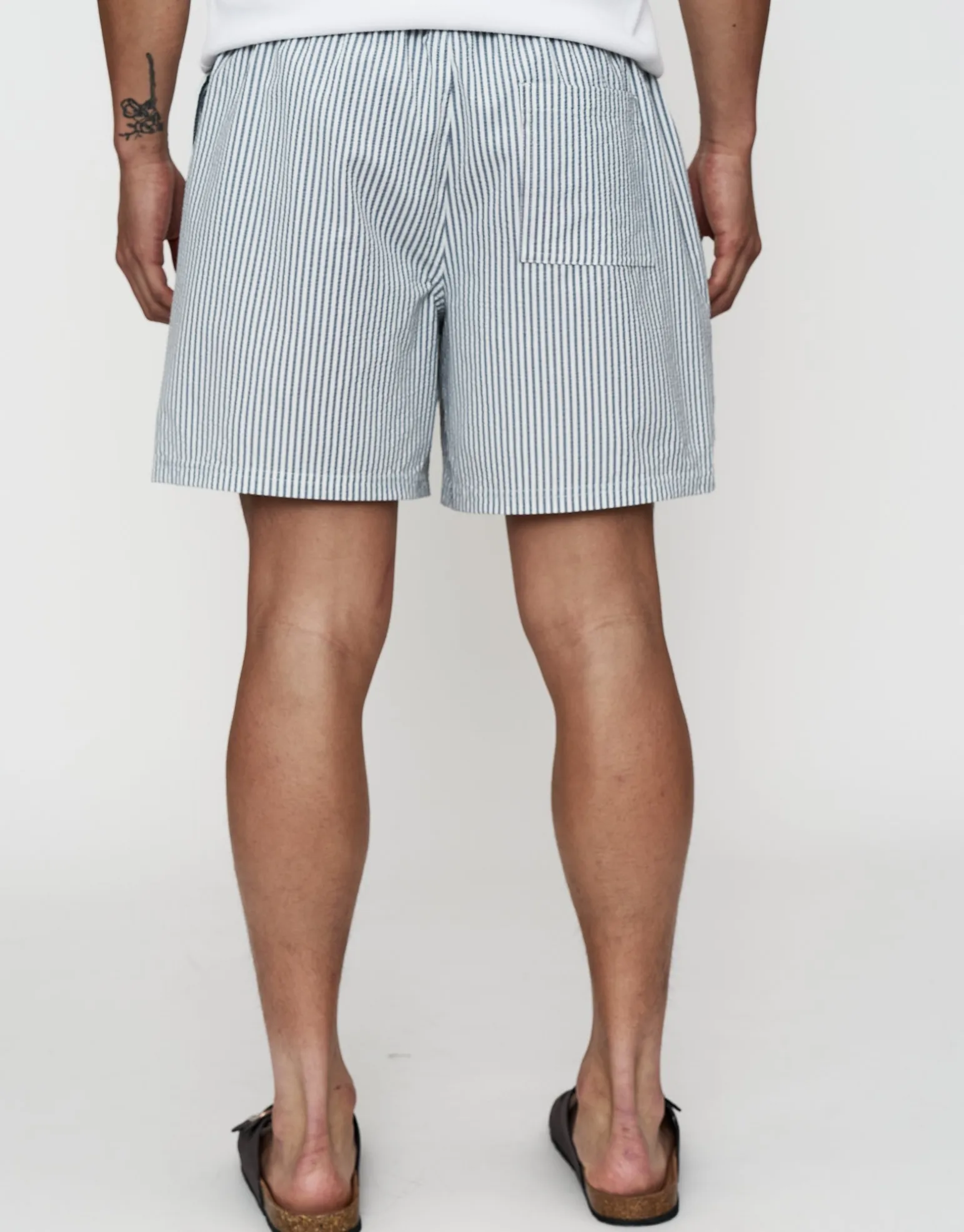 Summer Club Striped Swim Shorts in Pewter Grey