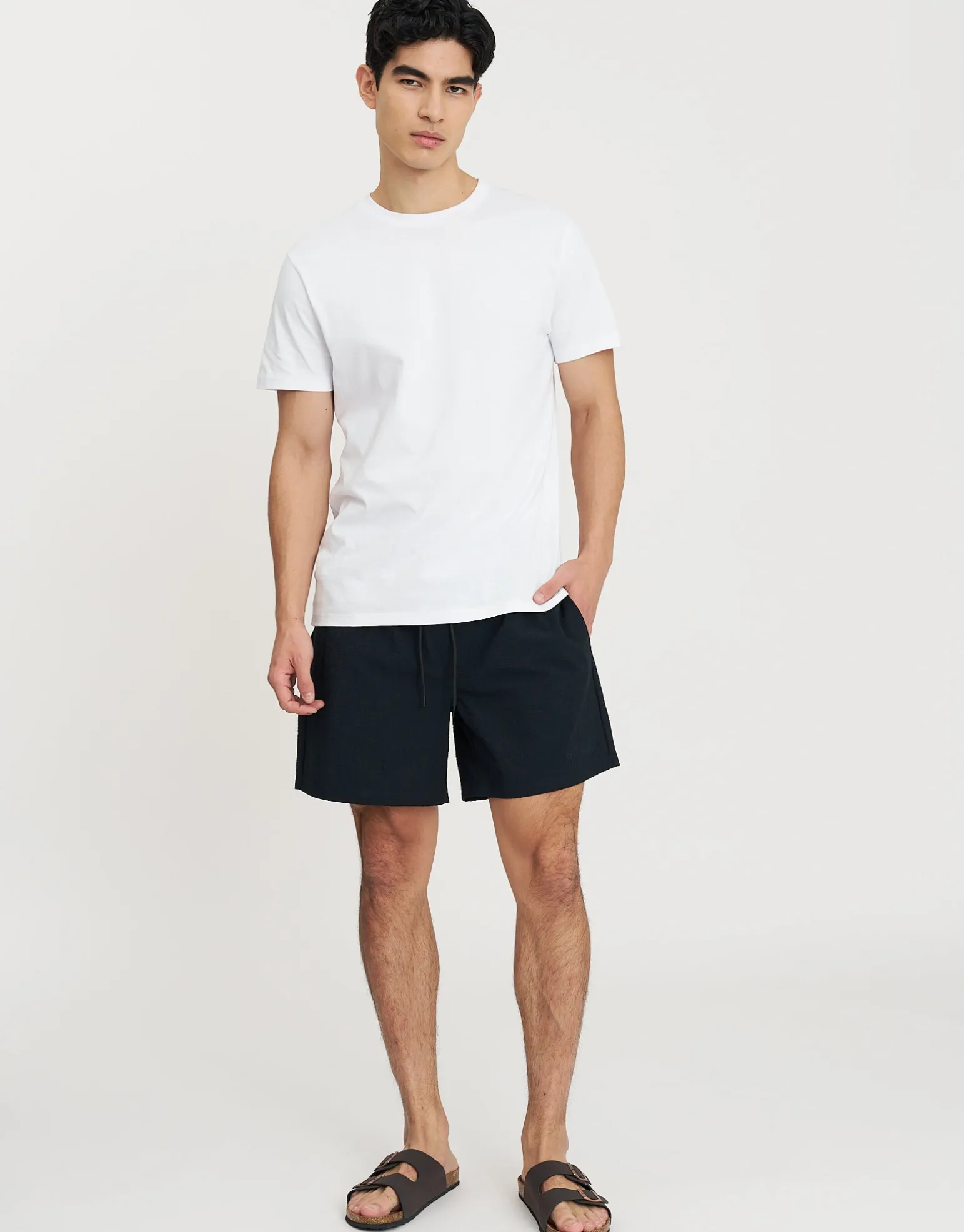 Summer Club Striped Swim Shorts in Pewter Grey