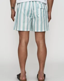 Summer Club Striped Swim Shorts in Pewter Grey