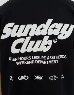 Sunday Club Box Fit T Shirt in Solid Black