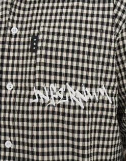 Textured Cropped Embroidered Shirt in Black