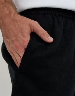 Textured Elastic Waist Shorts in Solid Black