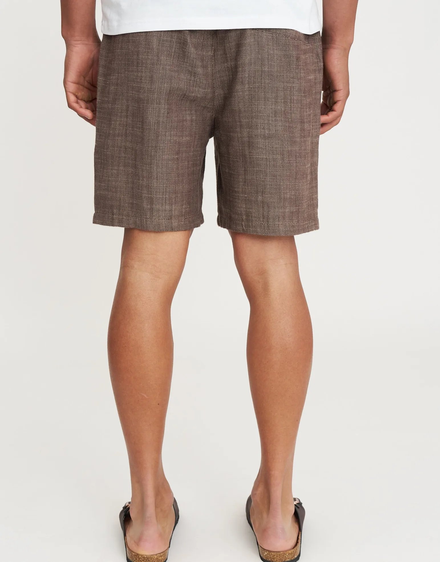 Textured Elastic Waist Shorts in Solid Black