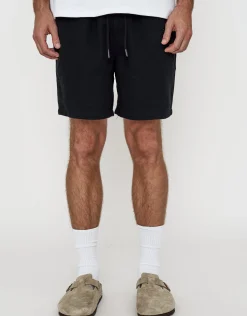 Textured Elastic Waist Shorts in Chocolate