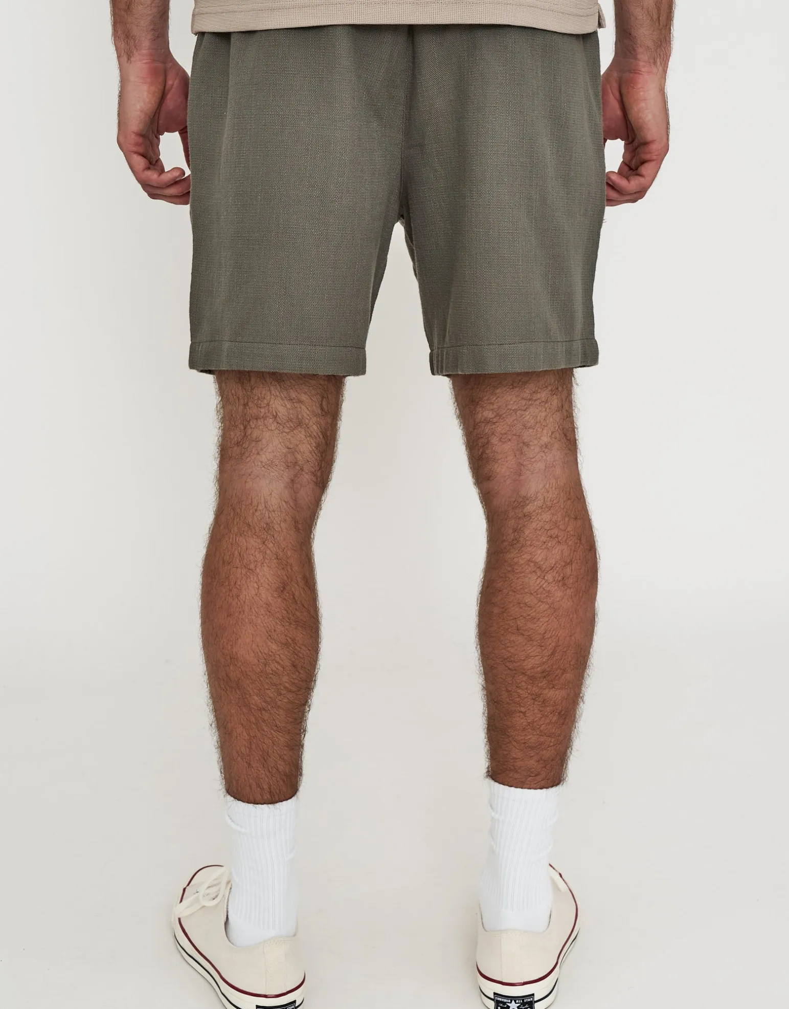 Textured Elastic Waist Shorts in Chocolate