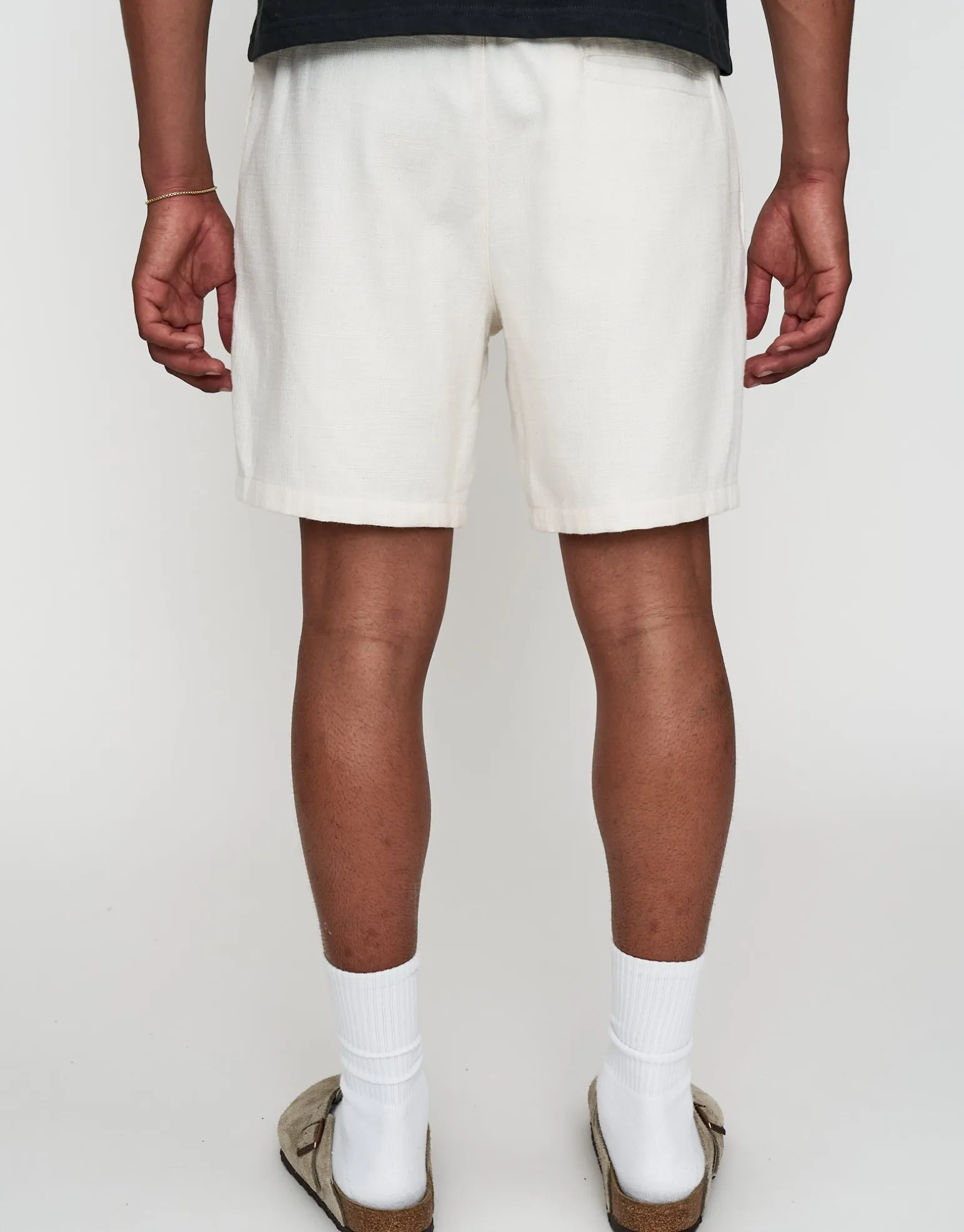 Textured Elastic Waist Shorts in Chocolate