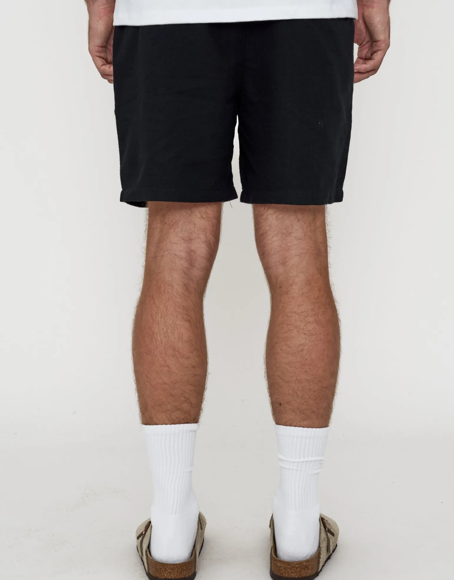 Textured Elastic Waist Shorts in Chocolate