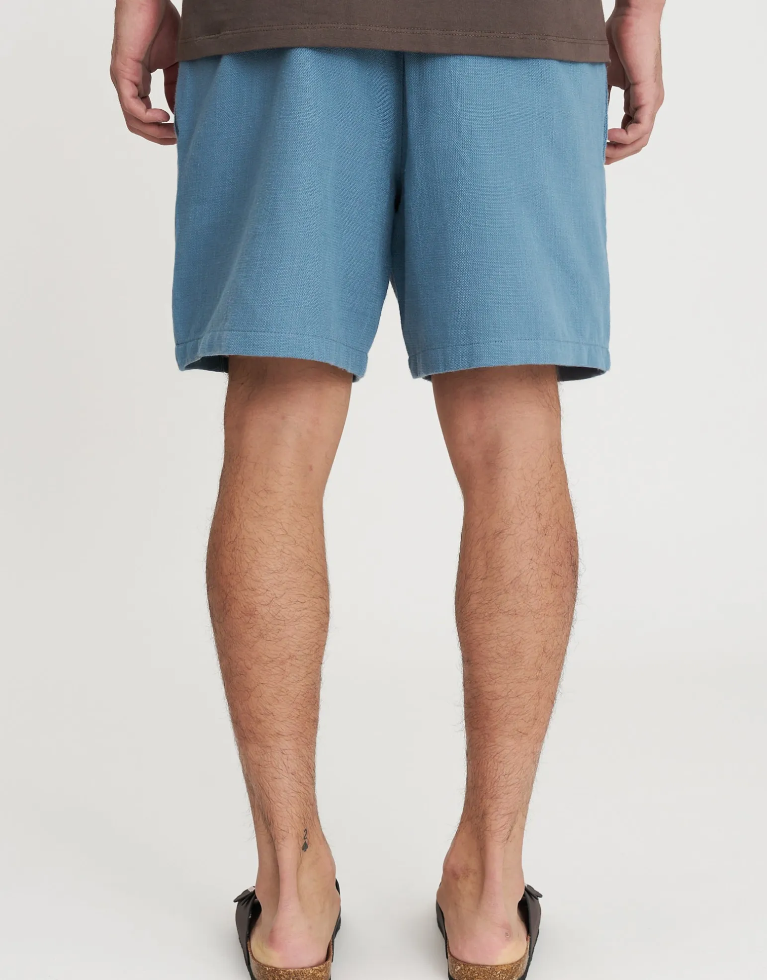 Textured Elastic Waist Shorts in Chocolate