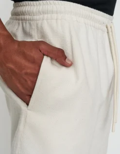 Textured Elastic Waist Shorts in Blue