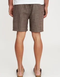 Textured Elastic Waist Shorts in Blue