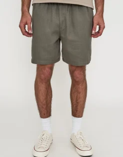 Textured Elastic Waist Shorts in Blue