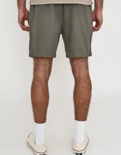 Textured Elastic Waist Shorts in Blue