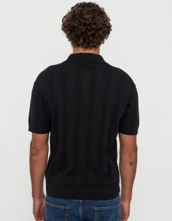 Textured Short Sleeve Polo in Brown