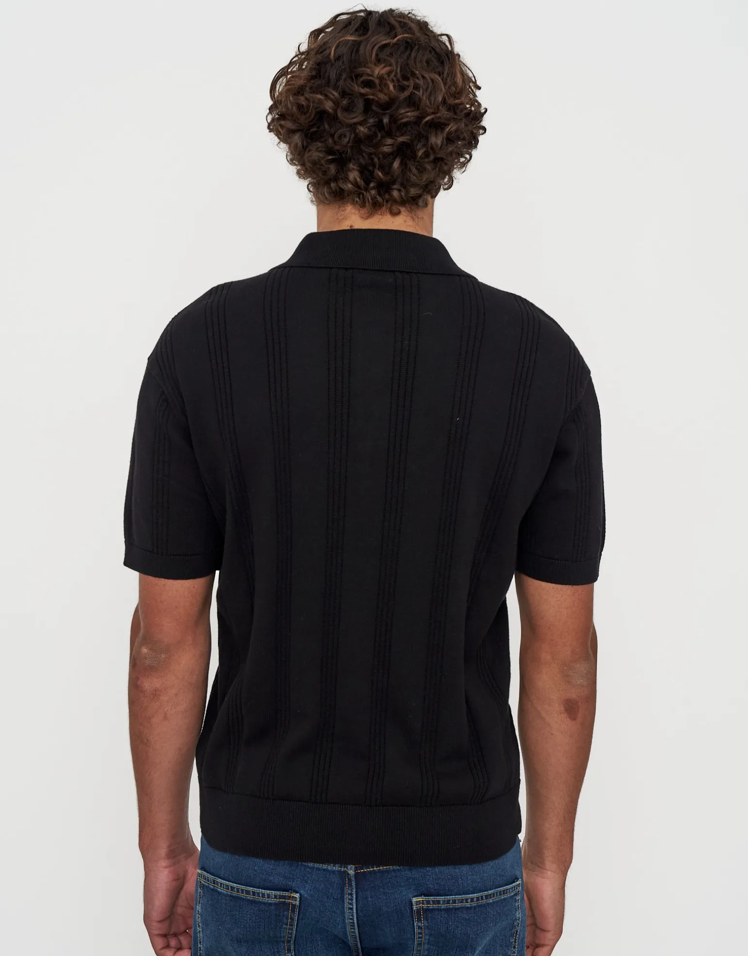 Textured Short Sleeve Polo in Brown