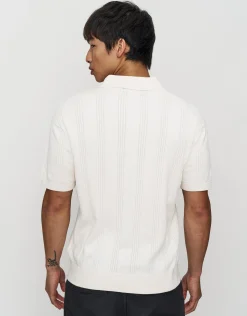 Textured Short Sleeve Polo in Bone
