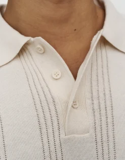 Textured Short Sleeve Polo in Bone