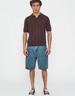 Textured Short Sleeve Polo in Bone