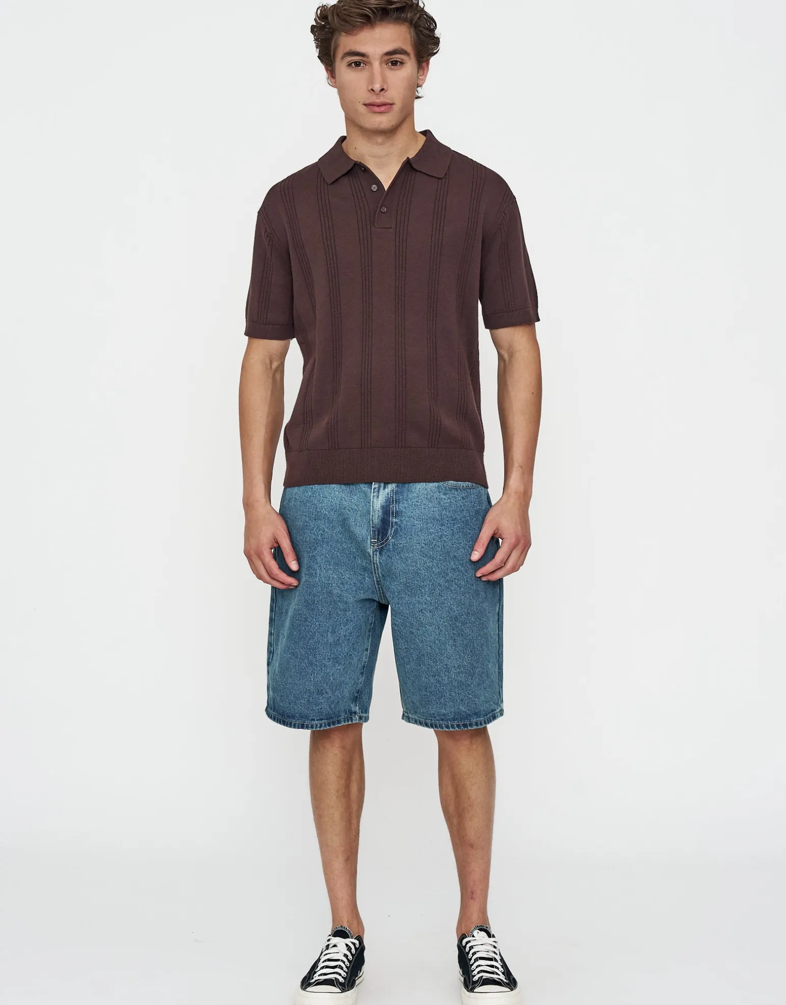 Textured Short Sleeve Polo in Bone