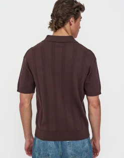 Textured Short Sleeve Polo in Bone