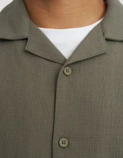 Textured Short Sleeve Shirt in Khaki