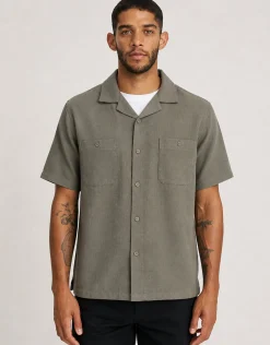 Textured Short Sleeve Shirt in Khaki
