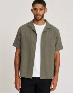 Textured Short Sleeve Shirt in Khaki