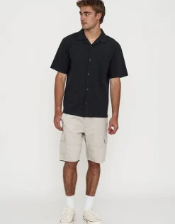 Textured Short Sleeve Shirt in Charcoal