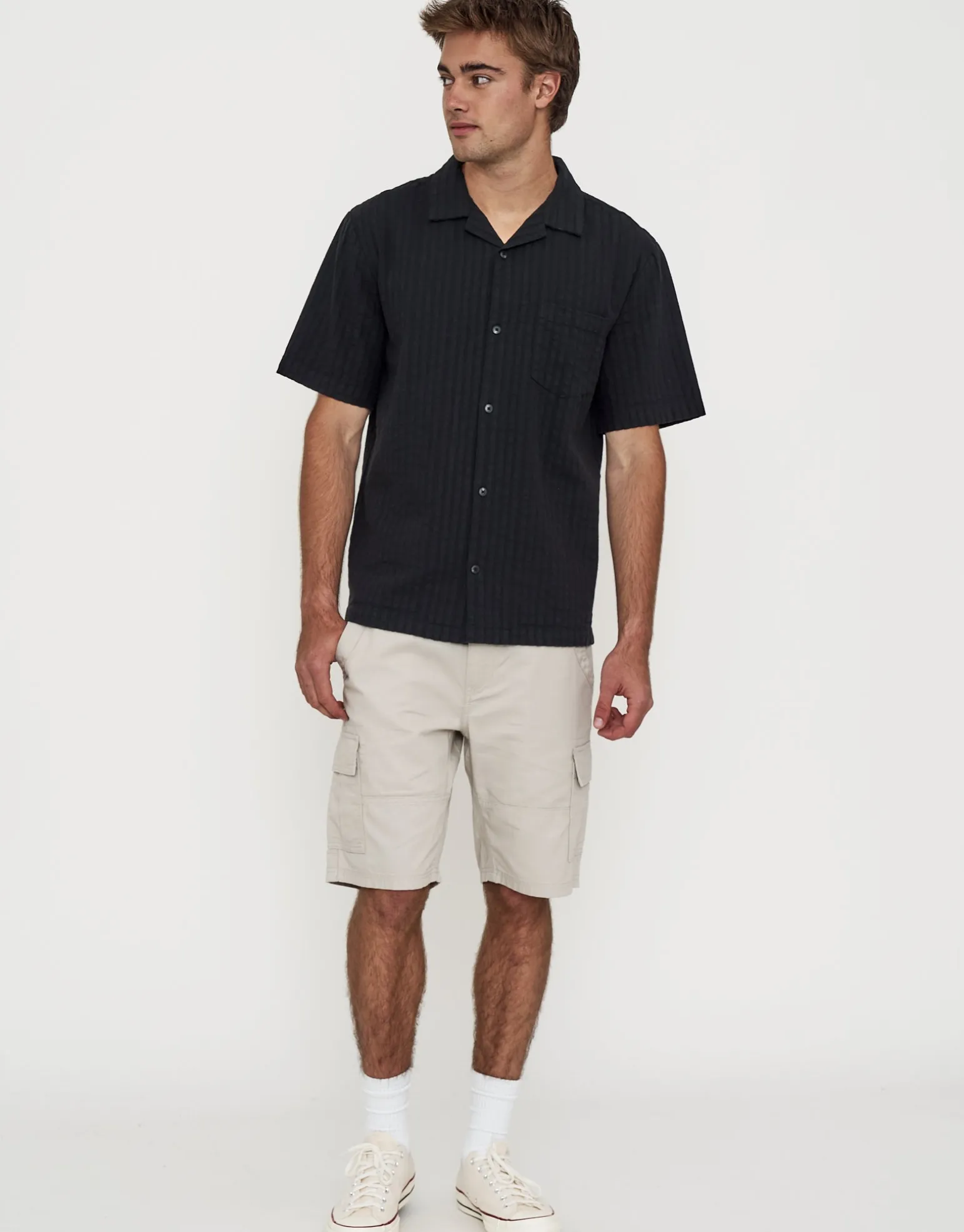 Textured Short Sleeve Shirt in Clover Green