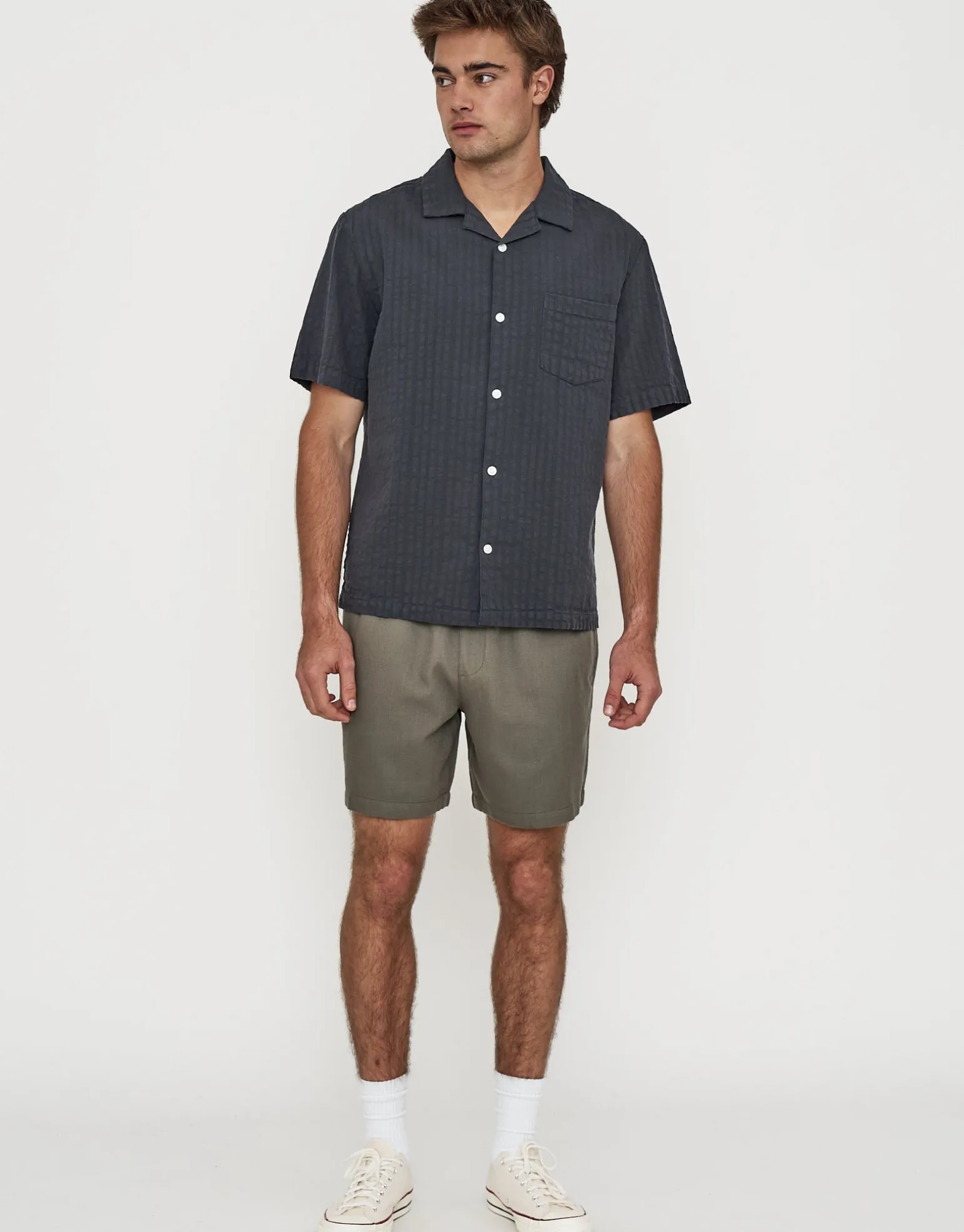 Textured Short Sleeve Shirt in Clover Green