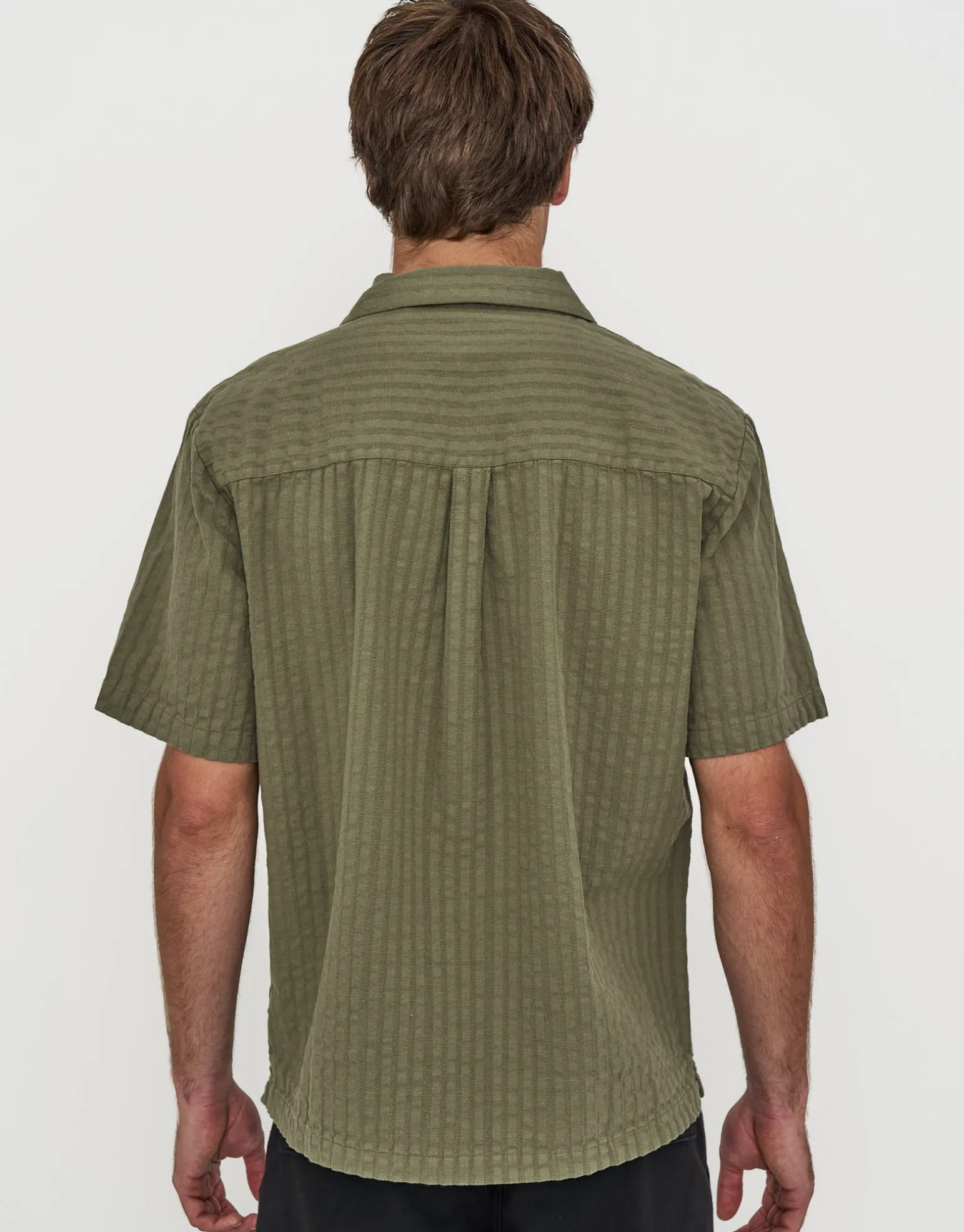 Textured Short Sleeve Shirt in Clover Green