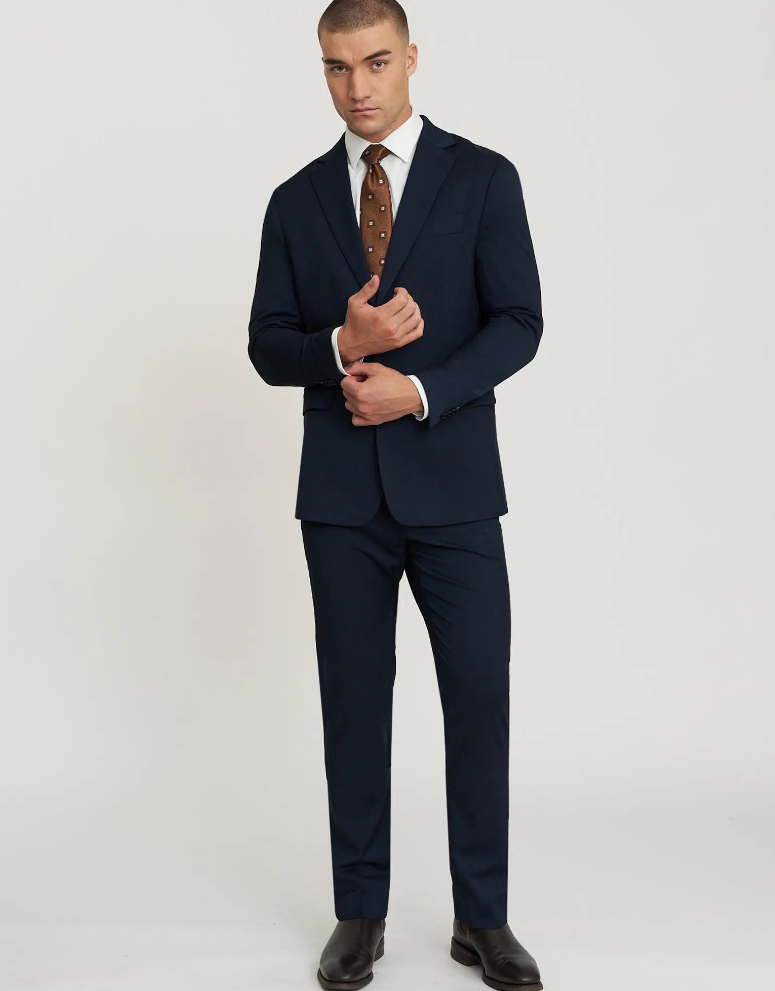 Textured Slim Fit Suit Jacket in Navy