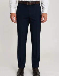 Textured Slim Fit Suit Trousers in Navy