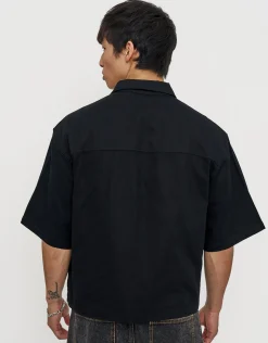 Tokyo Cropped Mechanic Zip Up Shirt in Off White