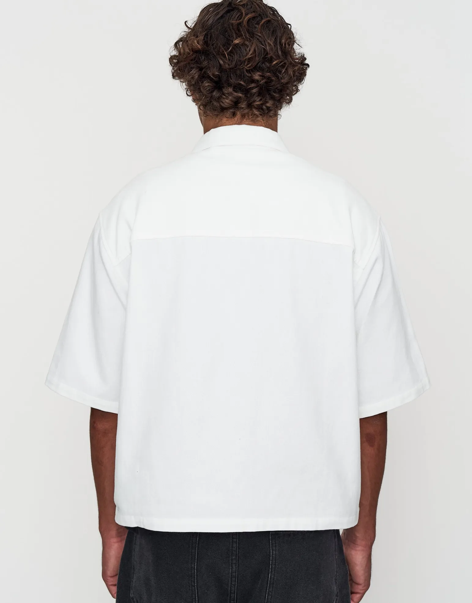 Tokyo Cropped Mechanic Zip Up Shirt in Solid Black