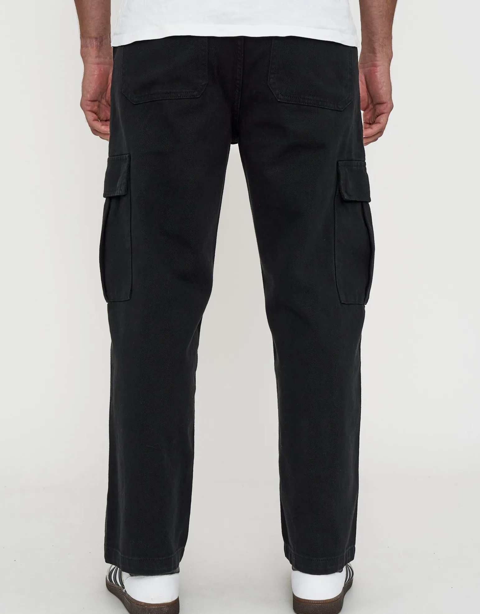Twill Baggy Fit Cargo Pants in Black