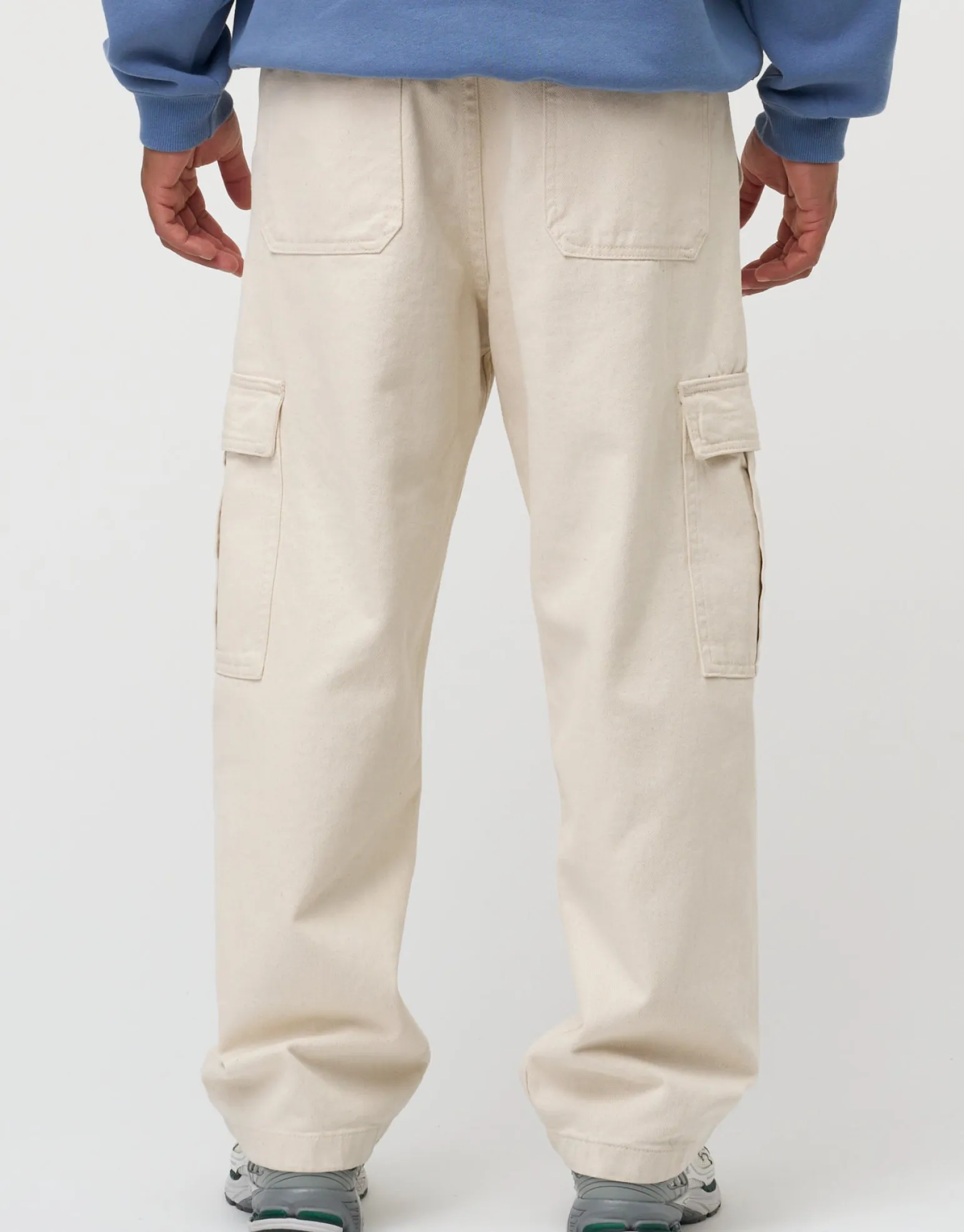 Twill Baggy Fit Cargo Pants in Black