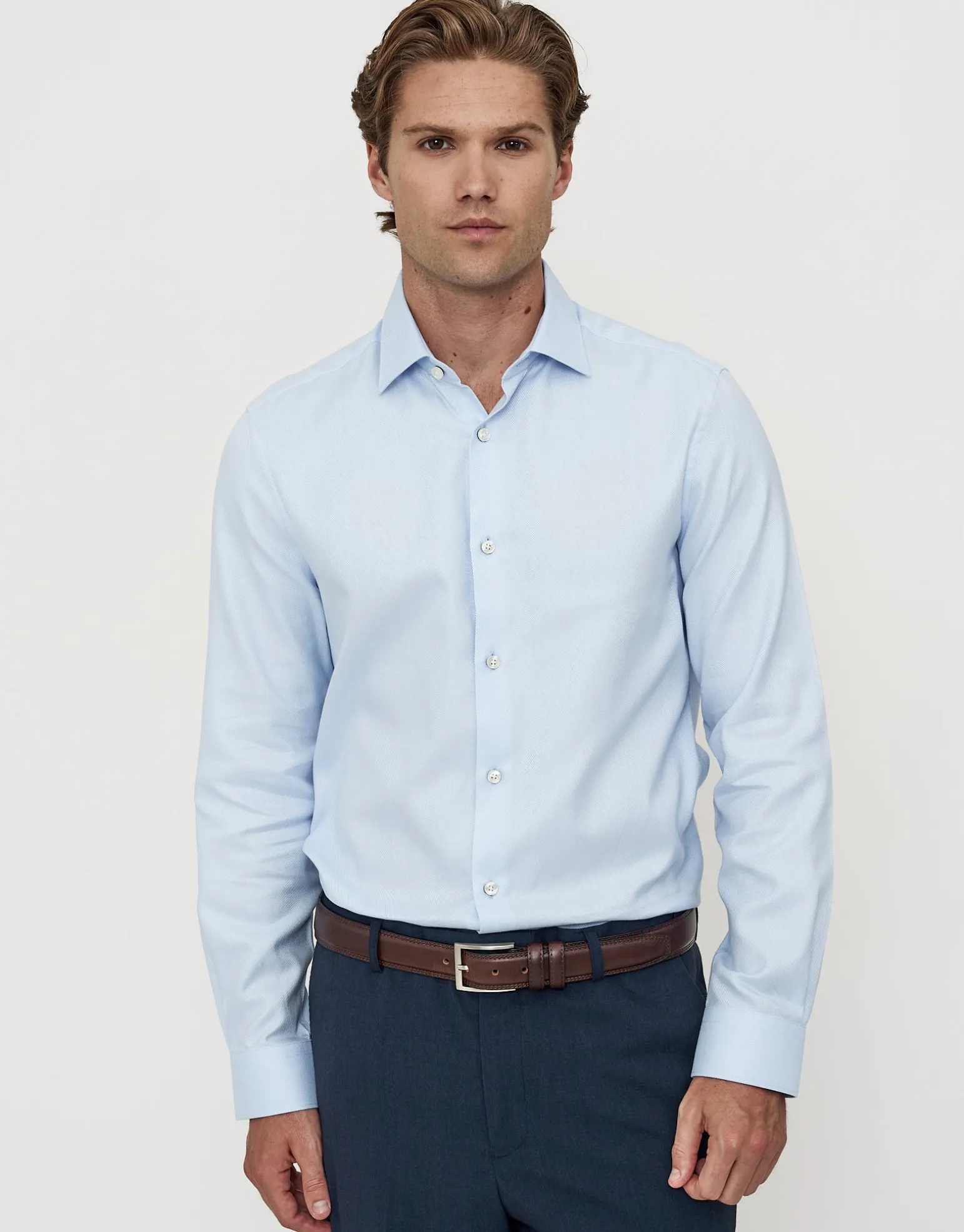 Twill Long Sleeve Dress Shirt in Black