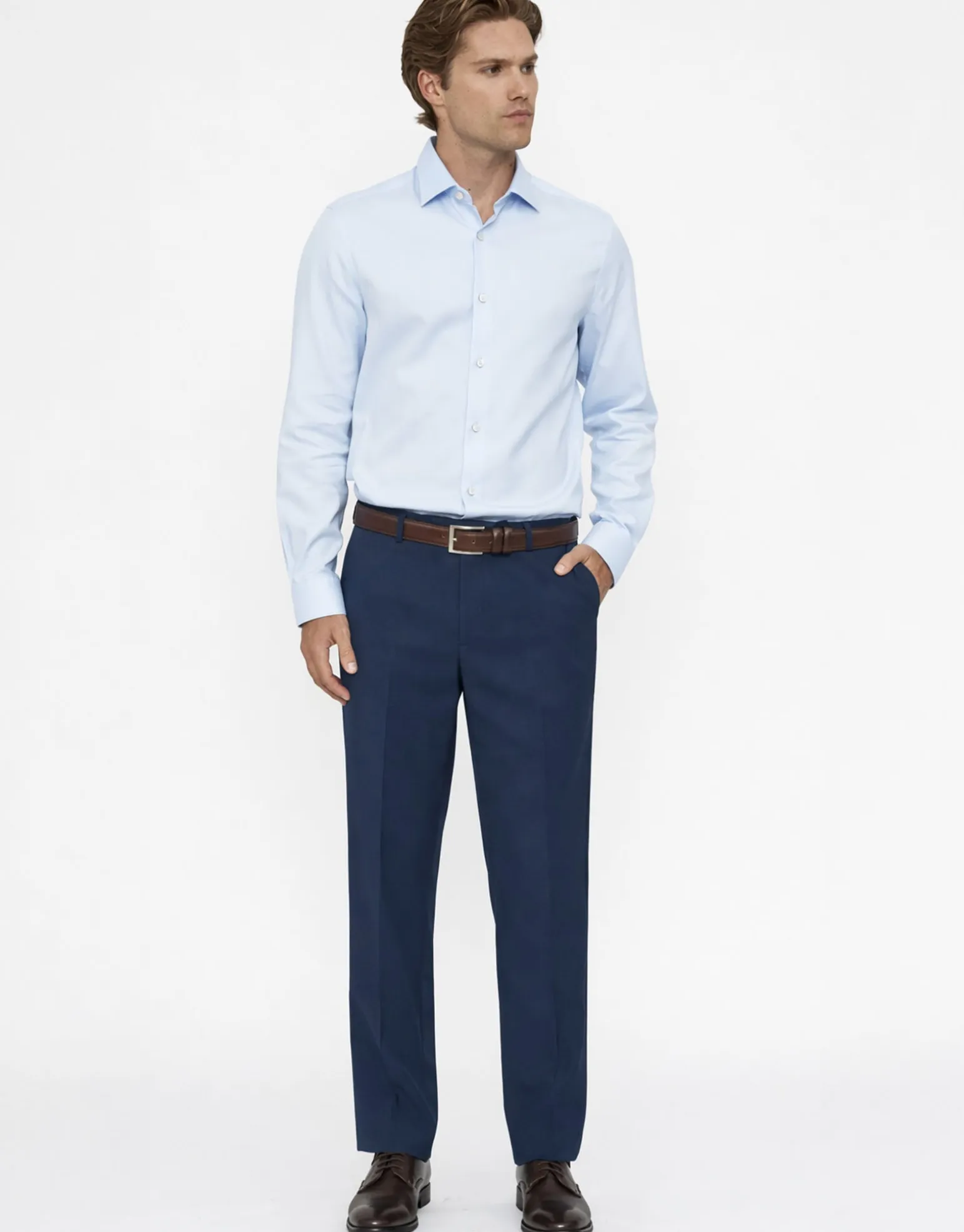 Twill Long Sleeve Dress Shirt in Light Blue