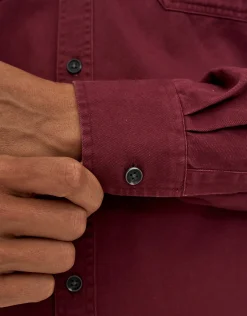 Twill Long Sleeve Shirt in Crimson