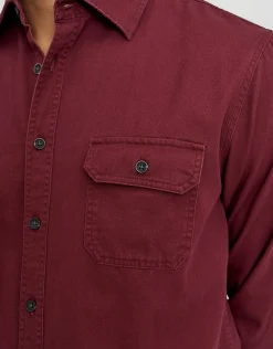 Twill Long Sleeve Shirt in Crimson