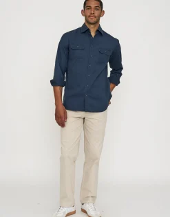 Twill Long Sleeve Shirt in Crimson