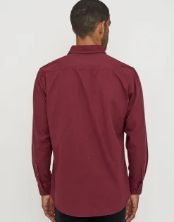 Twill Long Sleeve Shirt in Crimson
