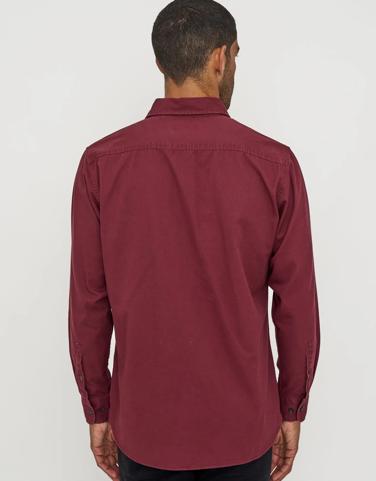 Twill Long Sleeve Shirt in Crimson